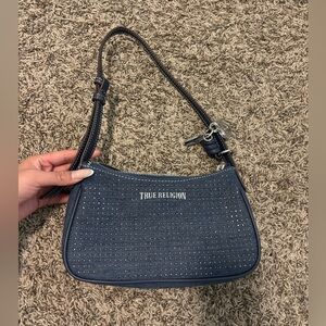 True Religion Navy Studded Shoulder Purse